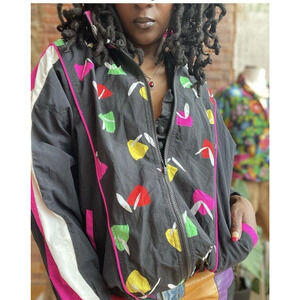 Vtg 80s 90s Activology Windbreaker Full Zip Jacket Womens Size Medium Retro M